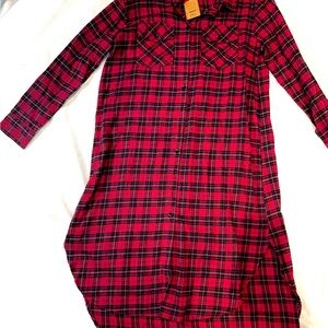 NATURAL LIFE Red and Black Plaid Shirt Dress